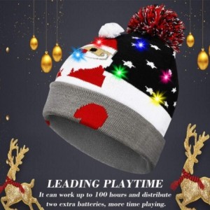 Skullies & Beanies Light Up Hat Beanie LED Ugly Xmas Party Beanie Cap Flashing Christmas Hat Knitted Cap for Women Kids - CF1...