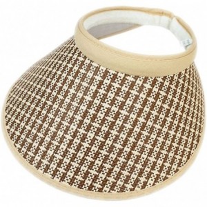 Sun Hats Wide Weave Design Paper Straw Push On Clip On Sun Visor Hat Sun Protection - Beige1 - CA198A6DH4C $18.08