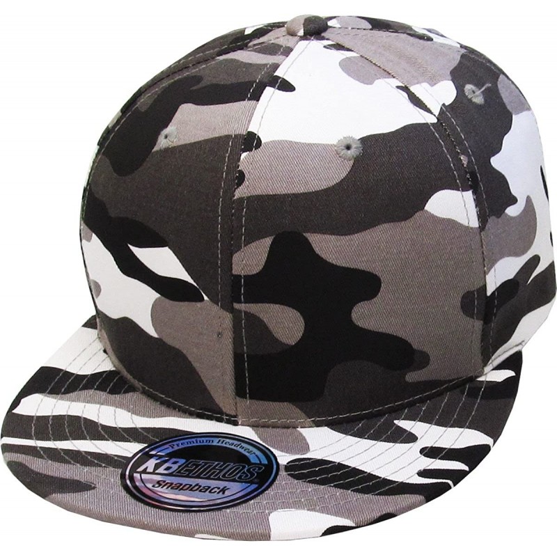 Baseball Caps Classic Snapback Hat Blank Cap - Cotton & Wool Blend Flat Visor - (3.8) City Camouflage - CI11YMPG6ZJ $10.85