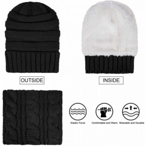 Skullies & Beanies Womens Winter Hats Infinity Scarf Set Warm Knit Fleece Slouchy Beanie Hat Gifts - B-black - CV18XTEYHKY $9.76