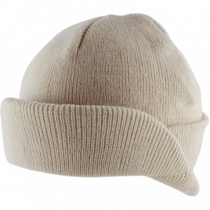 Skullies & Beanies Flip Up Short Brim Beanie Cap Winter Ski Warm Hat - Beige - CW12B3PTTDB $7.46