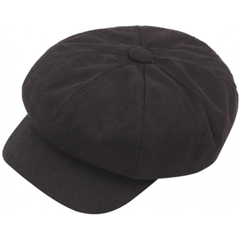 Berets newsboy Hat Octagonal Winter Beret Hat For Women - Black - C9188YE2NZ9 $9.24