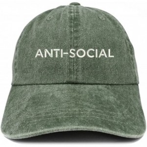 Baseball Caps Anti Social Embroidered Soft Crown Cotton Adjustable Cap - Dark Green - CJ185LU2ZKH $13.22