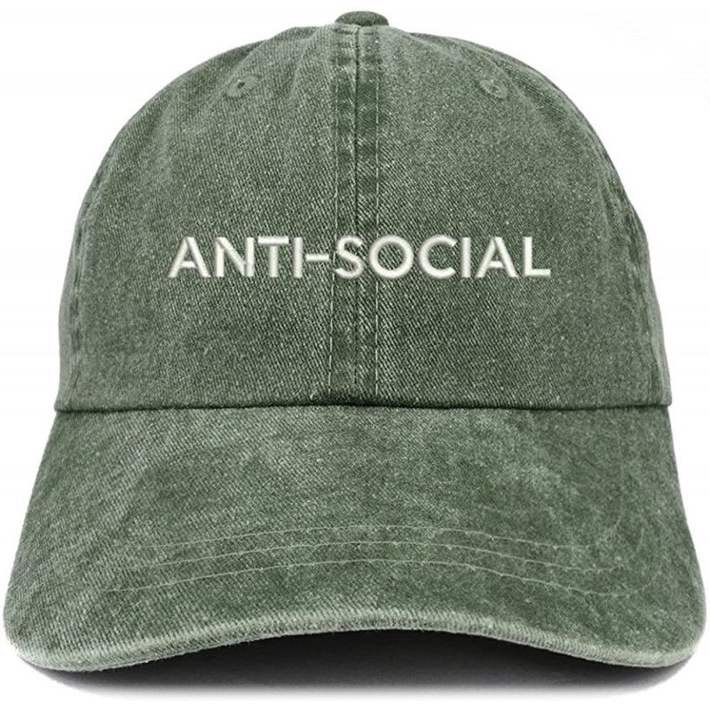 Baseball Caps Anti Social Embroidered Soft Crown Cotton Adjustable Cap - Dark Green - CJ185LU2ZKH $13.22