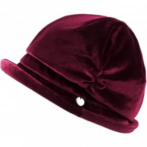 Newsboy Caps Womens Bucket Newsboy Cabbie Beret Cap Cloche Bucket Fashion Sun Hats - Velvet-burgundy - CA18H5HGHYI $31.19