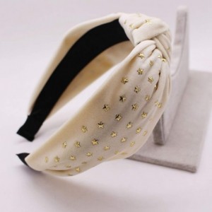 Headbands Bohemian Velvet Center Knot Hairband With Gold Star Stamping Handmade Headband-Yellow - Yellow - CK192HUEZHC $14.66