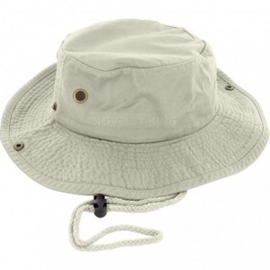 Sun Hats 100% Cotton Boonie Fishing Bucket Men Safari Summer String Hat Cap - Khaki - CT11WT1ZITN $24.69