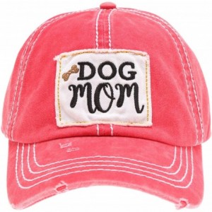 Baseball Caps Baseball Distressed Embroidered Adjustable - Dog Mom - Coral - C118Y2H292A $17.52