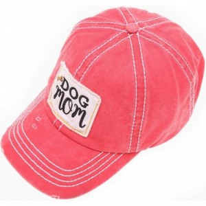 Baseball Caps Baseball Distressed Embroidered Adjustable - Dog Mom - Coral - C118Y2H292A $17.52