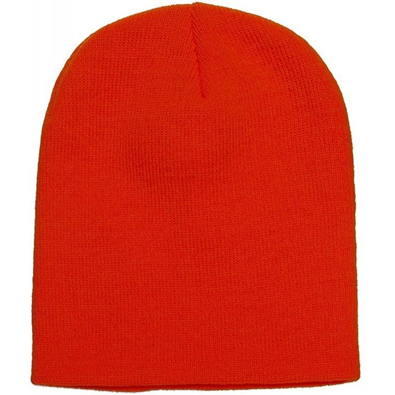 Skullies & Beanies Premium Flexfit Knit Beanie - Blaze Orange - CW127UHMTX3 $8.42