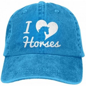 Baseball Caps Unisex Baseball Cap Denim Fabric Hat I Love Horse Adjustable Snapback Peak Cap - Royalblue - CH18KR0IWD0 $16.94