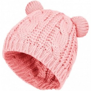 Skullies & Beanies Cute Knitted Bear Ear Beanie Women Winter Hat Warmer Cap - Pink - C81880OWEHG $13.07
