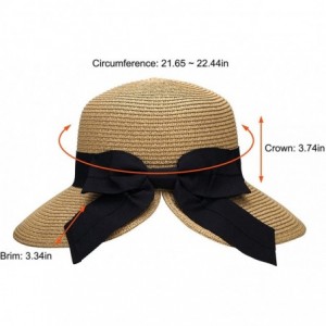 Sun Hats Women's Pretty Vintage Foldable Straw Hat w/Large Accent Bowtie - Brown - CJ18CHWQWEL $18.31