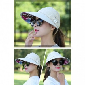 Sun Hats Wide Brim Summer Folding Hat UV Protection Sun Cap Beach Hat for Women - Beige - CD184EZSRY2 $7.80