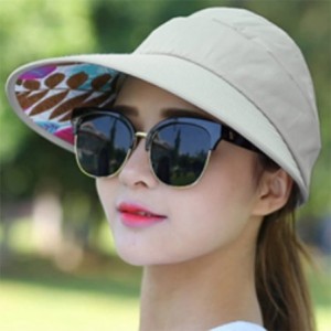 Sun Hats Wide Brim Summer Folding Hat UV Protection Sun Cap Beach Hat for Women - Beige - CD184EZSRY2 $7.80