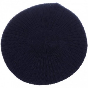Berets Fall Winter Knit Beanie Beret Hat for Women Soft Knit Lining Many Styles - Navy Blue - C1126OILKQV $11.24