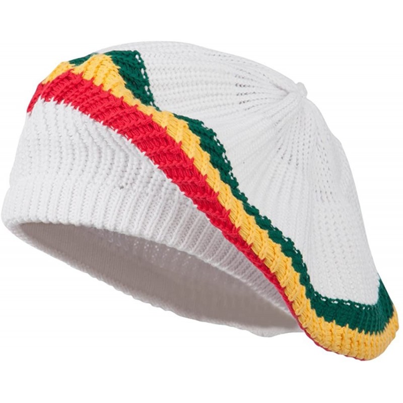 Skullies & Beanies Cotton Rasta Tam Beret - White Rgy - CL11M6KODYX $34.98