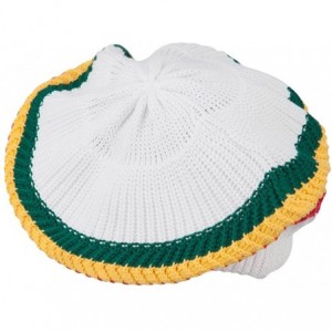 Skullies & Beanies Cotton Rasta Tam Beret - White Rgy - CL11M6KODYX $34.98