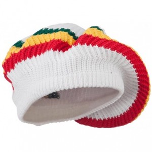 Skullies & Beanies Cotton Rasta Tam Beret - White Rgy - CL11M6KODYX $34.98