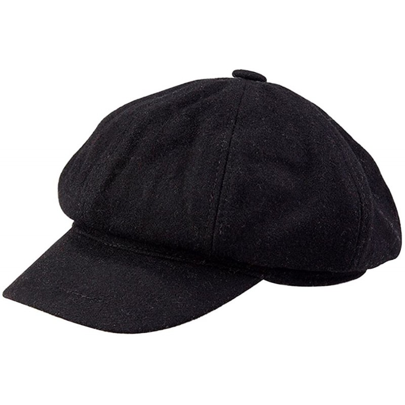 Berets Women Girls Fashion Classic Knitted Warm Peaked Beret Hat Flat Caps Black - Black - CP12658OTYP $7.59