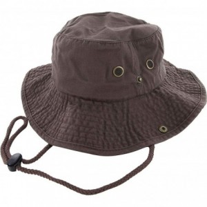 Sun Hats 100% Cotton Boonie Fishing Bucket Men Safari Summer String Hat Cap - Brown - CB11WT1ZZ2D $24.36