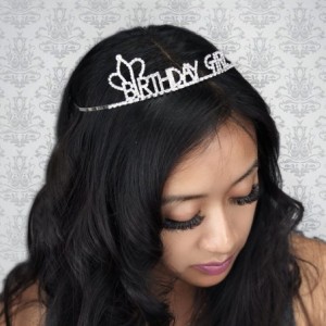 Headbands Birthday Girl Crystal Rhinestone Side Crown Tiara Headband for Birthday Party - CF180NTX9DD $10.57