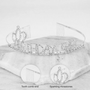 Headbands Birthday Girl Crystal Rhinestone Side Crown Tiara Headband for Birthday Party - CF180NTX9DD $10.57