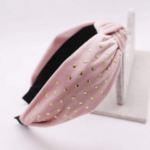 Headbands Bohemian Velvet Center Knot Hairband With Gold Star Stamping Handmade Headband-Yellow - Yellow - CK192HUEZHC $14.66