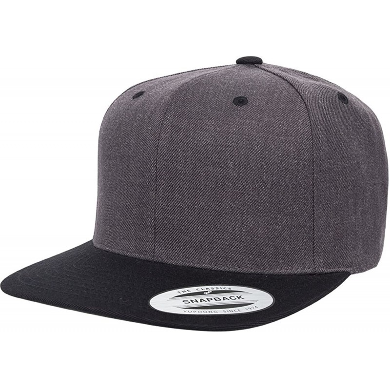 Visors Classic Flat Bill Snapback Cap - Dark Heather/Black - CZ12O7KLCUZ $9.52