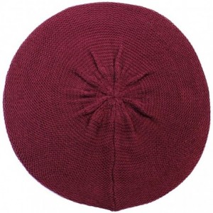 Berets JTL Beret Beanie Hat for Women Fashion Light Weight Knit Solid Color - Plain Wine - CV18QDS04W0 $12.53