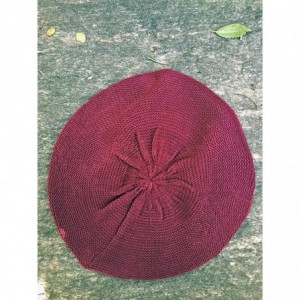 Berets JTL Beret Beanie Hat for Women Fashion Light Weight Knit Solid Color - Plain Wine - CV18QDS04W0 $12.53