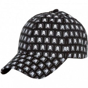 Sun Hats Skull and Crossbones Print Adjustable Hat - Black - CK11ETUDOBL $25.33