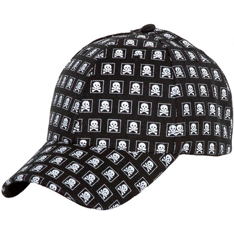 Sun Hats Skull and Crossbones Print Adjustable Hat - Black - CK11ETUDOBL $23.22