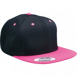 Baseball Caps Unisex Adult 6089 6-Panel Structured Flat Visor Classic Snapback - Black/ Neon Pink - C811MBDO7BJ $9.91