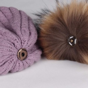 Sun Hats Winter Beanie for Women Warm Knit Bobble Skull Cap Big Fur Pom Pom Hats for Women - 12 Purple - CI18UWSAE60 $16.94