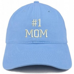 Baseball Caps Number 1 Mom Embroidered Low Profile Soft Cotton Baseball Cap - Carolina Blue - CZ184UUMWMZ $14.51