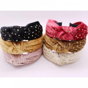 Headbands Bohemian Velvet Center Knot Hairband With Gold Star Stamping Handmade Headband-Yellow - Yellow - CK192HUEZHC $14.66