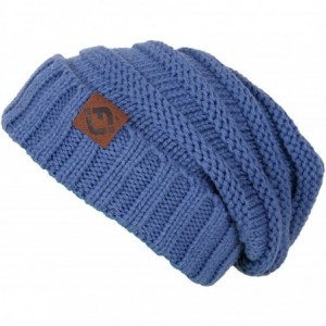 Skullies & Beanies Oversized Slouchy Warm Knit FJ Beanie - Dark Denim - CN12MN13ZFR $16.16