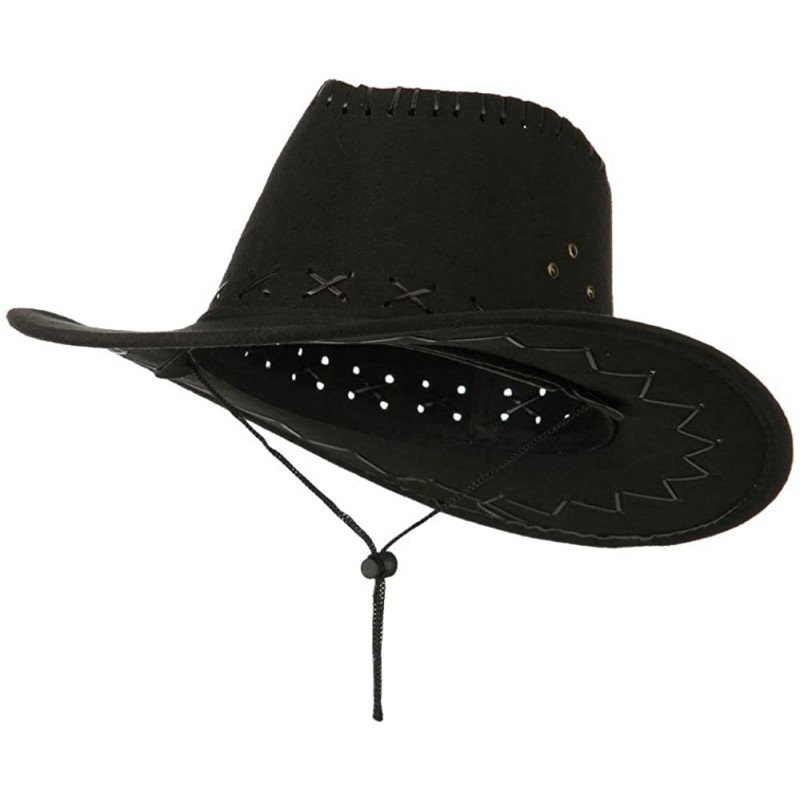 Cowboy Hats Stitched Suede Cowboy Hat - Black - C111KNJJNWB $56.19