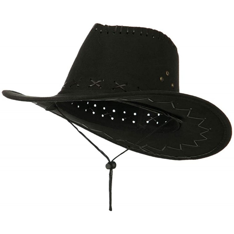 Cowboy Hats Stitched Suede Cowboy Hat - Black - C111KNJJNWB $26.84