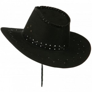 Cowboy Hats Stitched Suede Cowboy Hat - Black - C111KNJJNWB $26.84