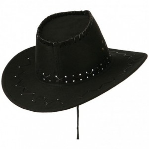 Cowboy Hats Stitched Suede Cowboy Hat - Black - C111KNJJNWB $26.84