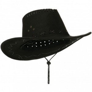 Cowboy Hats Stitched Suede Cowboy Hat - Black - C111KNJJNWB $56.19