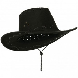 Cowboy Hats Stitched Suede Cowboy Hat - Black - C111KNJJNWB $26.84