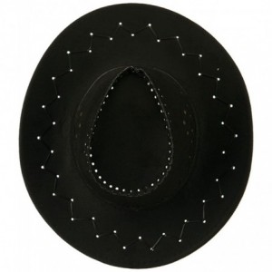 Cowboy Hats Stitched Suede Cowboy Hat - Black - C111KNJJNWB $45.57