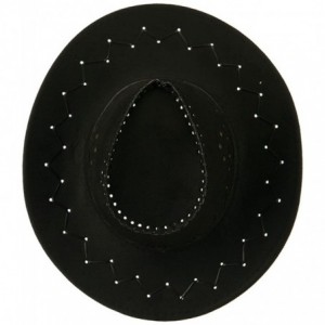 Cowboy Hats Stitched Suede Cowboy Hat - Black - C111KNJJNWB $26.84