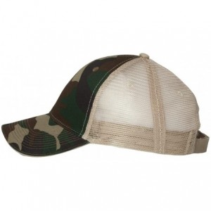 Baseball Caps Cotton Twill Trucker Cap with Mesh Back and A Sleek Trim On Front of Bill-Unisex - Green Camo/Tan - CZ12I54XL2D...