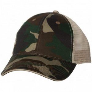 Baseball Caps Cotton Twill Trucker Cap with Mesh Back and A Sleek Trim On Front of Bill-Unisex - Green Camo/Tan - CZ12I54XL2D...