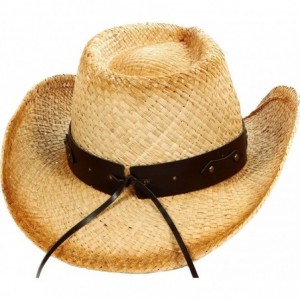 Cowboy Hats Men and Women Sun Hat Costume Straw Cowboy Hat with Decors - Nature_bull - C518HN9Q9GU $26.71