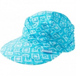Sun Hats UPF 50+ Womens Ruched Sun Cap - Aqua Diamond - CL18RZDXY4Z $58.13